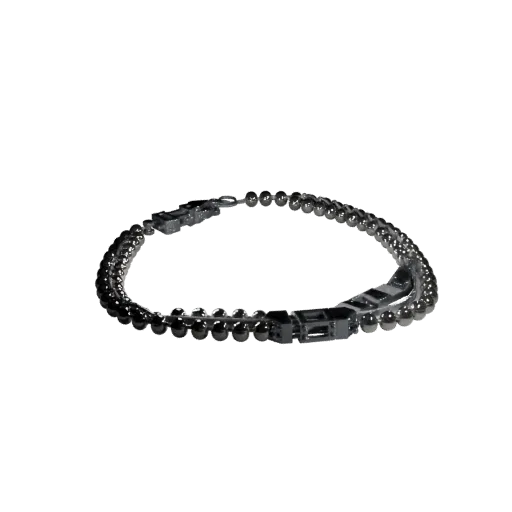 Sterling Silver Pearl Chain Necklace 3D model, game viewport three-quarter view, pearl surface.