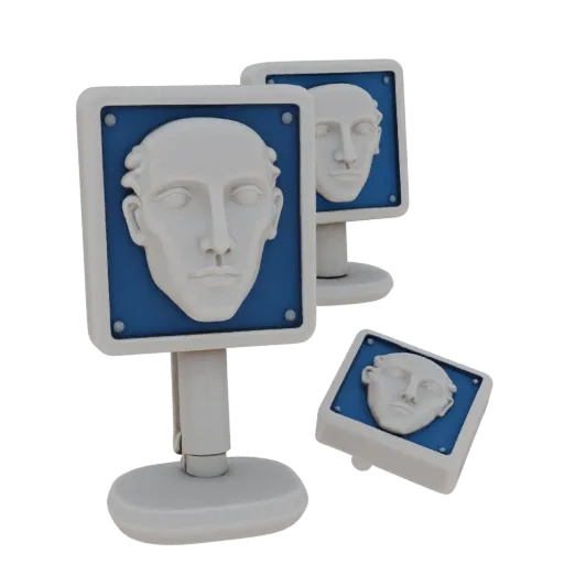 Square Cufflink collectible detail 3D model, top-down studio render, showing cufflink silhouette and surface contrast.