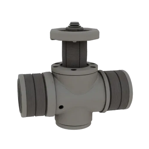 Modular Valve Assembly Printable 3D model, isometric STL render, showing machined metal, precise part geometry.