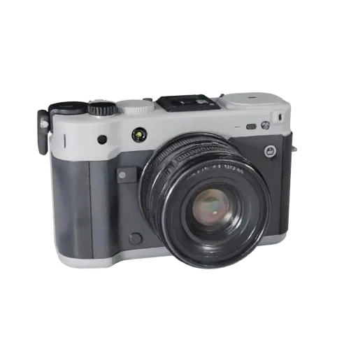 Security Style Camera 3D model, three-quarter front view, Unity viewport, showing white plastic, form detail.