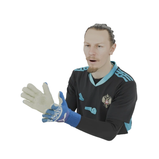 Goalkeeper Putting on Gloves