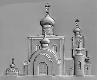 Барельеф православной церкви с куполами