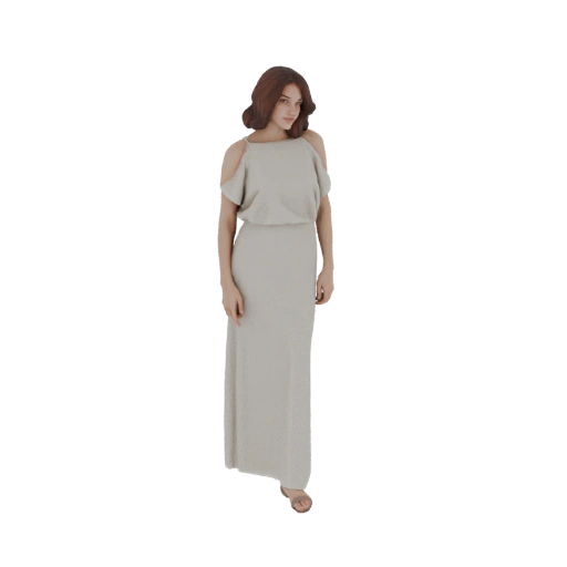 Elegant Cold Shoulder Maxi Dress 3D Model