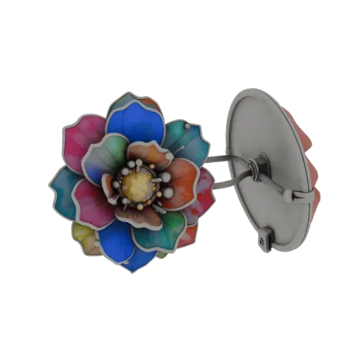 Floral Brooch scene ready 3D model, close-up hero shot, showing brooch silhouette and surface contrast.