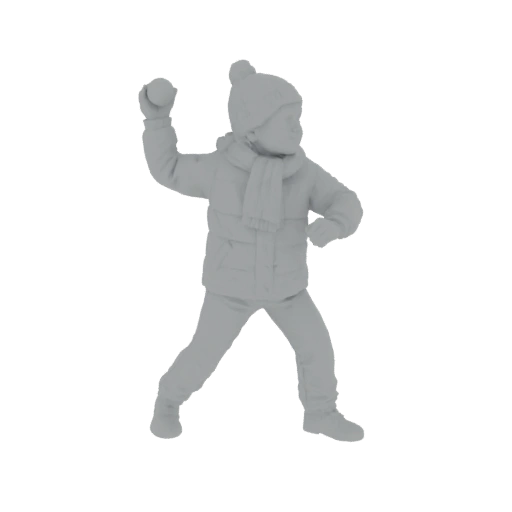 Child Throwing Snowball 3D Model