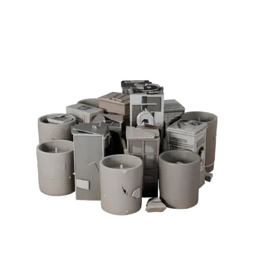 Urban Candle Cluster GLB 3D model, three-quarter AR viewer render, showing paper-like cards.