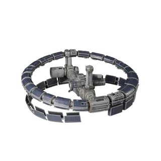 Orbital Space Station GLB 3D model, three-quarter AR viewer render, showing metal modules.