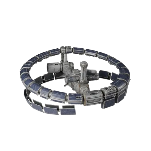Orbital Space Station GLB 3D model, three-quarter AR viewer render, showing metal modules.