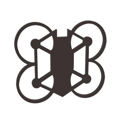 A dark gray 3D model of a butterfly-shaped drone propeller guard against a black background.