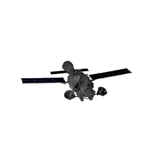 Modello 3D modulare Telescopio Orbitale di Ricerca, vista isometrica del kit, con pannelli solari, silhouette del veicolo spa