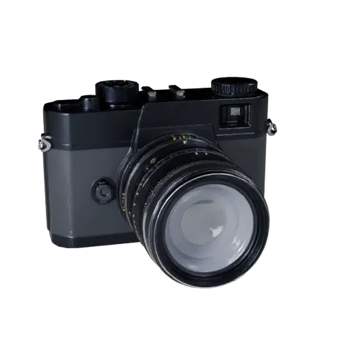 Vintage Camera Modular 3D model, isometric modular kit view, showing textured grips, lens barrels.