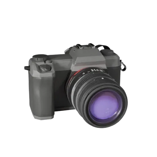 Action Video Camera Low Poly 3D model, game viewport three-quarter view, showing textured grips, lens barrels.