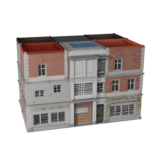 City Block Kit Unity-ready 3D model, Unity engine viewport, showing modular building kit materials and architectural detail