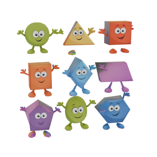 Cartoon Geometric Shapes Characters