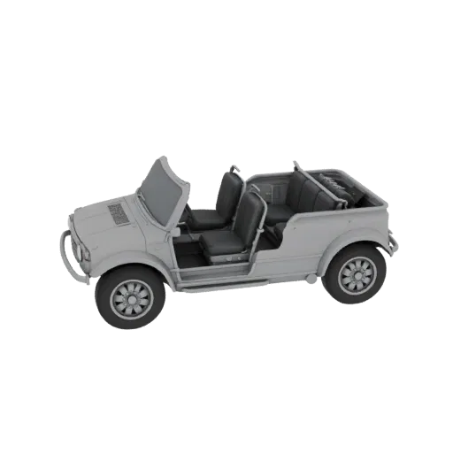 3D model of Soviet Krym passenger car, side view, gray, no background