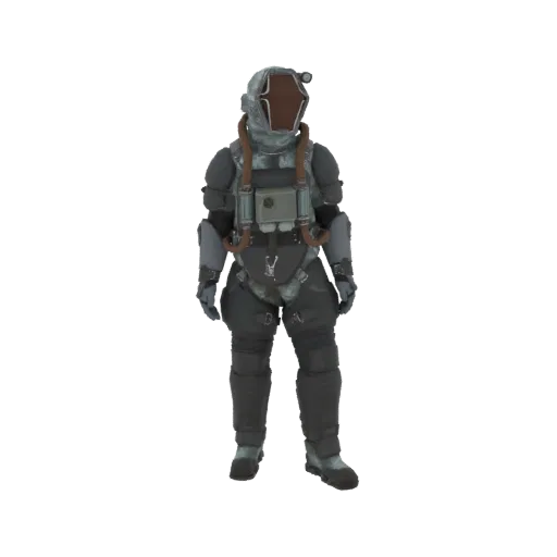 3D model of a retro sci-fi astronaut suit with a bulky design, visible hoses, and a distinctive helmet with a brown visor, st