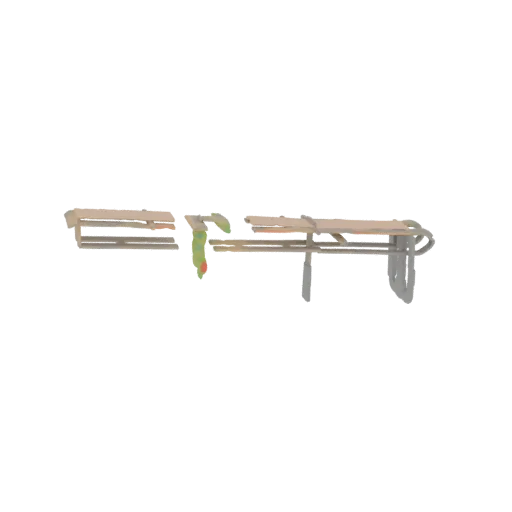 3D model of an industrial workbench with various tools attached, rendered against a black background.