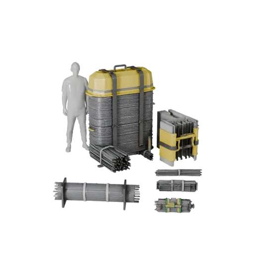 Site Safety Rebar Bundle Modular 3D model, isometric modular kit view, showing concrete, site-ready silhouettes.