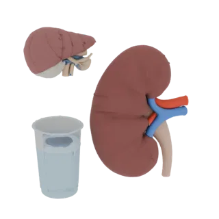 Teaching Kidney Realistic 3D model, three-quarter studio render, showing soft tissue colors, organ silhouette.
