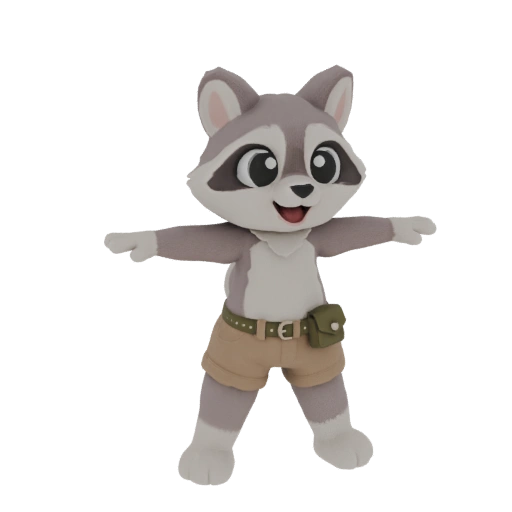 Adventurous Raccoon 3D Model