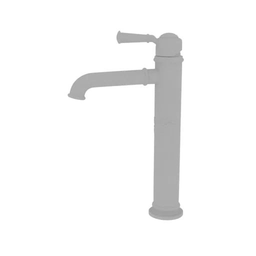 A 3D render of a vintage-style tall basin faucet with a curved spout and lever handle, presented on a white background.