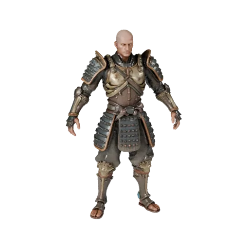 Realistic Armored Samurai Character Model - Rigged