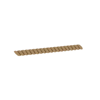 Ein 3D-Render eines einzelnen Segments eines gedrehten braunen Seils, das horizontal liegt.