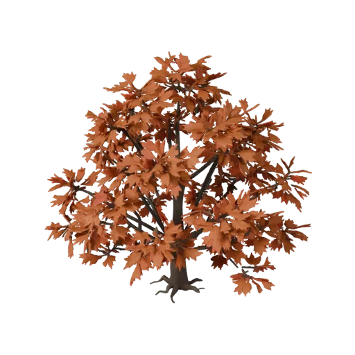 Autumn Shrub Group Unreal Engine 3D model, top-down viewport view, showing leaf clusters, layered vegetation clusters.