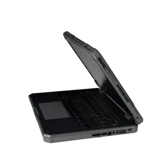 Modello 3D modulare Notebook Convertibile Robusto, vista isometrica del kit modulare, che mostra metallo spazzolato, angolo d