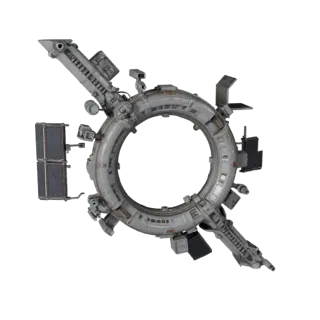 Deep Space Station Corridor Modular 3D model, isometric modular kit view, showing metal modules, modular station layout.