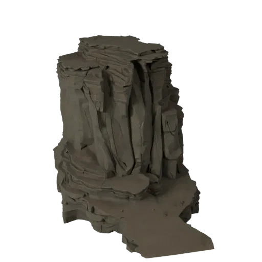 Cliff Ledge Path Unity 3D model, isometric viewport view, showing stratified stone, rock faces.