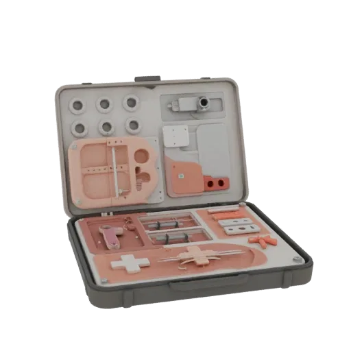 First Aid Suture Trainer High Poly 3D model, close-up studio render, showing neutral plastics, training device layout.
