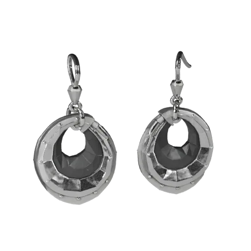 Hoop Drop Earrings game ready 3D model, front view studio render, highlighting earring seams, edges, and finish layers.