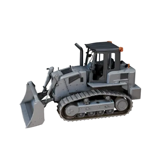 Retro Excavator High Poly 3D model, close-up studio render, showing painted steel, large mechanical silhouettes.