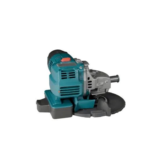 Contractor Angle Grinder Realistic 3D model, three-quarter studio render, showing molded plastic, ergonomic handles.