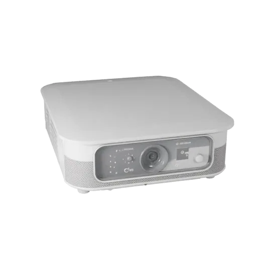 Security Style Camera 3D model, three-quarter front view, AR viewer studio render, showing white plastic, form detail.
