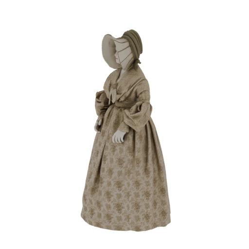 19th Century Woman's Dress and Bonnet 3D Model