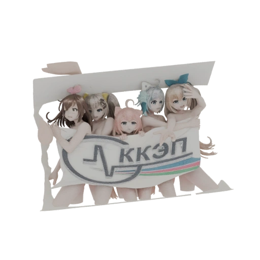 Anime Girls Holding Banner 3D Model