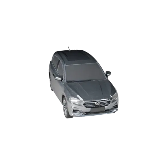 Modello 3D City Car, vista di gioco tre quarti, asset veicolare pronto per Unity con linee della carrozzeria, vetrature, carr