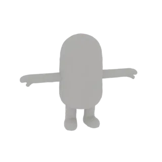 A simple, gray, amorphous blob character with stubby arms and legs in a T-pose, isolated on a white background.