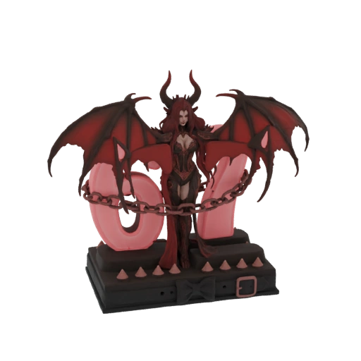 Demonic Figure with Wings and Chains 3D Model