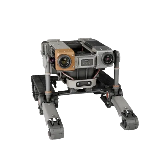 Crawler Service Robot Realistic 3D model, three-quarter studio render, showing metal frames, robot form.