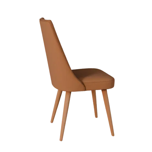 Modern Dining Chair 3D model, dining room, three-quarter front view, Unity viewport, wood detail.