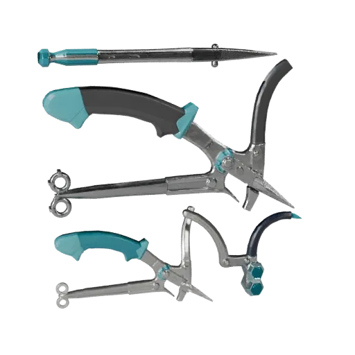 Modello 3D Bisturi Stile Chirurgico Low Poly, vista tre quarti in viewport di gioco, che mostra acciaio inossidabile, dettagl
