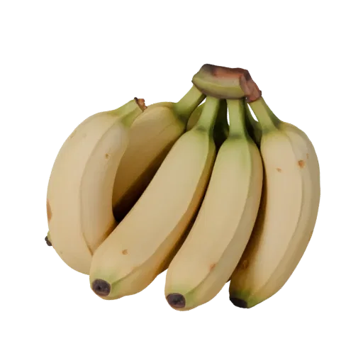 Ripe Banana Bunch Realistic 3D model, three-quarter studio render, showing skin pores, recognizable fruit forms.
