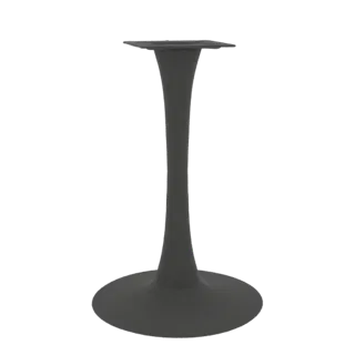Un modello 3D di una base tavolo tulip moderno con piedistallo svasato e base circolare, reso in grigio opaco.