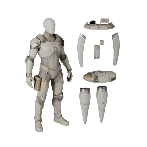 Personaggio 3D Post-Apocalittico, vista viewport motore, asset pronto per Unreal Engine con posa in piedi e pbr