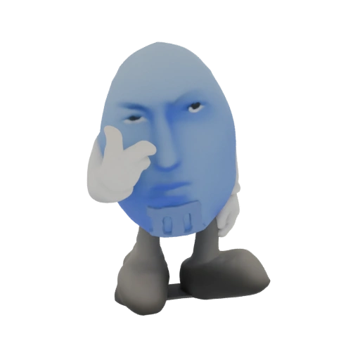 Blue Egg Man Character 3D Model