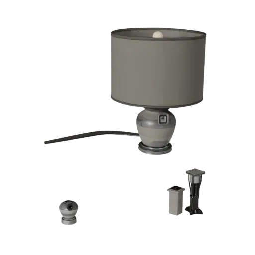 Ceramic Table Lamp Product Viz 3D model, home interior, three-quarter studio product render, metal detail.
