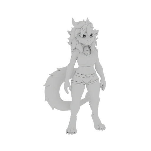 Furry Dragon Character 3D Model